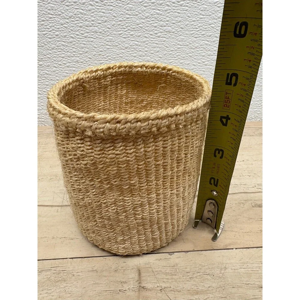 Vtg Set Of 2 Handwoven Basket Handmade